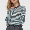 thumbnail image 1 of YUGYXL Striped Long Sleeve Shirt Women Y2k Oversized Crewneck Fall Spring Drop Shoulder Vintage Tops Teen Girl Clothes Mint Green Sweatshirts S, 1 of 6