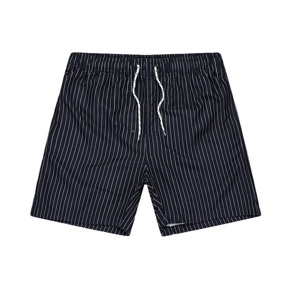 YUGYXL Striped Shorts for Men Stretch Waist Drawstring Lightweight Comfy Beach Shorts 2025 Summer Holiday Shorts Black S