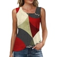 thumbnail image 1 of YUGYXL Summer Tank Tops for Women Loose Fit Pleated Square Neck Sleeveless Tops Curved Hem Flowy F Multicolor Top XXL, 1 of 8