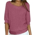 thumbnail image 1 of YUGYXL Sweaters for Women Casual Crew Neck Loose Fit Short Sleeve Cable Knit Sweater Trendy Spring Fashion Tops Pink M, 1 of 6