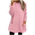 thumbnail image 1 of YUGYXL Sweaters for Women Oversized Winter Fuzzy Fleece Top Long Sleeve Crewneck Sweater Warm Pullover Tops with Pockets Pink S, 1 of 6