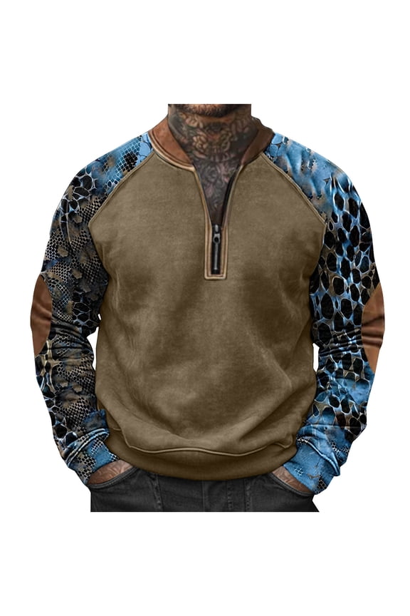 Sweatshirt for Men Stylish Spring 1/4 Zip Pullover Graphic Mens Camo Sweatshirt Sweatshirts B Camouflage XL