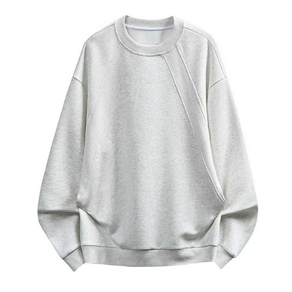 YUGYXL Sweatshirts for Men Long Sleeve Casual Crew Neck Pullover Solid Color Top Soft Comfy Casual Fall Winter Clothes Gray M