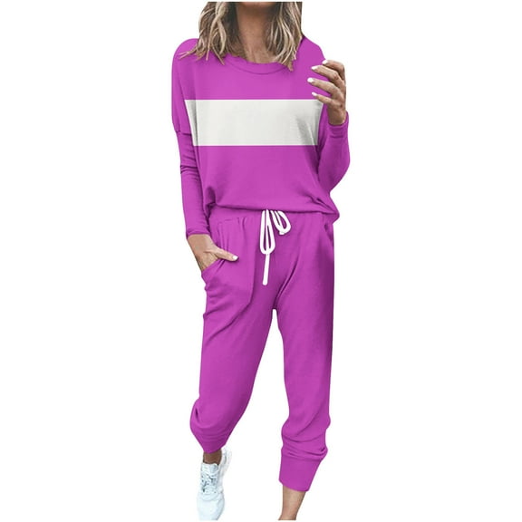 YUGYXL Sweatsuits Women 2 Piece Outfit Lounge Travel Outfits Casual Jogger Sets Plus Size Sweat Suits Comfy Fall Sets Purple XL