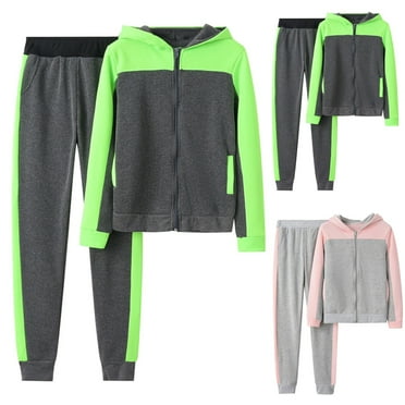YUGYXL Sweatsuits for Women 2 Piece Thin Fleece Outfits Casual Color Block Zip Up Hoodie Sweatshirt and Sweatpants Leisure Jogger Tracksuit Set Clearance Deals Today 2025 Pink,S