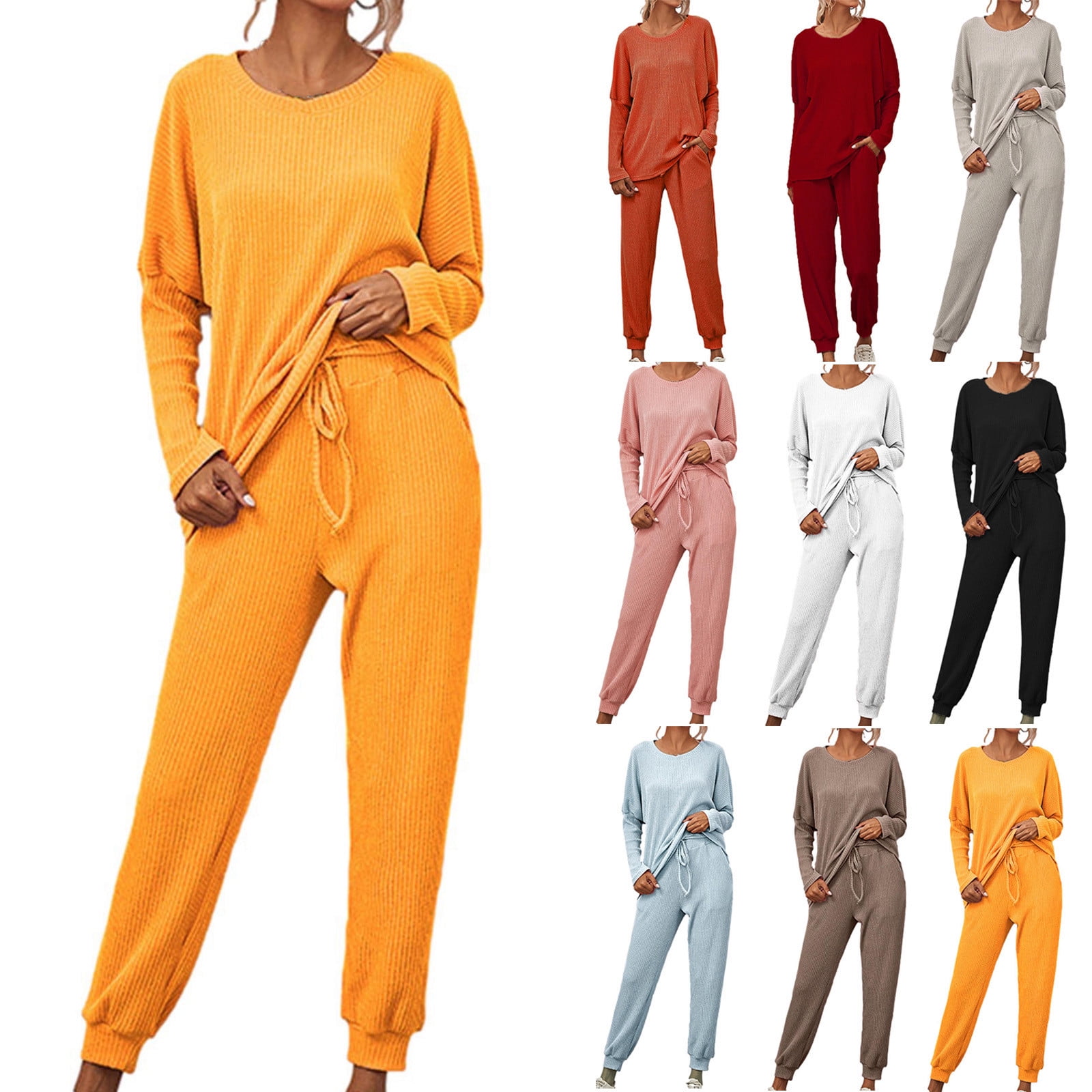 トップス OVY Heavy Weight Sweat set up YUGYXL Sweatsuits for Women Set 2 Piece Plus Size Knite Ribbed