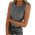 thumbnail image 1 of YUGYXL Tank Tops for Women Henley Shirts Ribbed Knit Slim Fit Sleeveless Tanks Racerback Basic Summer Tops Gray XXL, 1 of 6