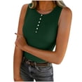 thumbnail image 1 of YUGYXL Tank Tops for Women Henley Shirts Ribbed Knit Slim Fit Sleeveless Tanks Racerback Basic Summer Tops Green S, 1 of 6