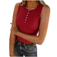 thumbnail image 1 of YUGYXL Tank Tops for Women Henley Shirts Ribbed Knit Slim Fit Sleeveless Tanks Racerback Basic Summer Tops Red XXL, 1 of 5