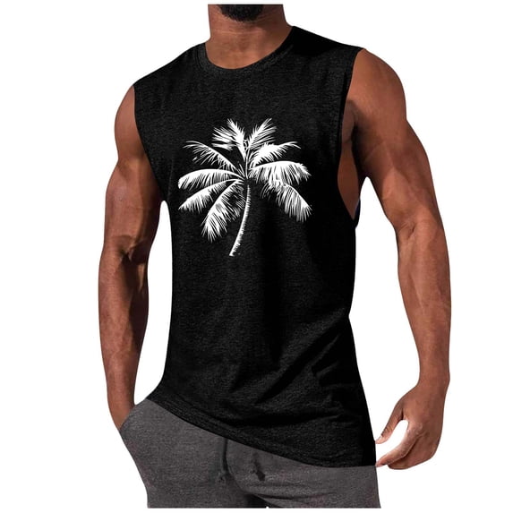 YUGYXL Tank Track Athletic Running Vests for Man Summer Fall Boat Neck Graphic Tops Vest Mens Trendy Black XL