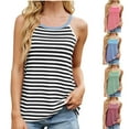 thumbnail image 1 of YUGYXL Teen Girl Summer Stripe Camisole Fashion Spaghetti Strap Tank Top Breathable Scoop Neck Pullover Undershirt Seamless Ribbed Sleeveless Yoga Athletic Clothes March Gift for Toddler Black,M, 1 of 9