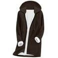 thumbnail image 1 of YUGYXL Thermal Hooded Zip Up Sweatshirt for Women Fall Winter Warm Long Sleeve Soft Fuzzy Fleece Sherpa Lined Tunic Hoodies Brown L, 1 of 9