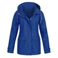 thumbnail image 1 of YUGYXL Travel Jacket for Women Fall Plus Size Hoodie Windbreaker Trendy Lightweight Raincoat Adjustable Drawstring Softshell Outerwear Gift for Children Blue,XL, 1 of 4
