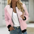 thumbnail image 1 of YUGYXL Trendy Color Block Bomber Jacket for Women Lightweight Zip Up Windproof Varsity Jacket Casual Stand Collar Outwear with Pockets Prime Lightning Deals Today, 1 of 6