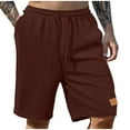 thumbnail image 1 of YUGYXL Trendy Waffle Shorts for Men 2025 Summer Solid Color Bermuda Shorts Elastic Waist Drawstring Breathable Straight Shorts Wine XXXL, 1 of 8