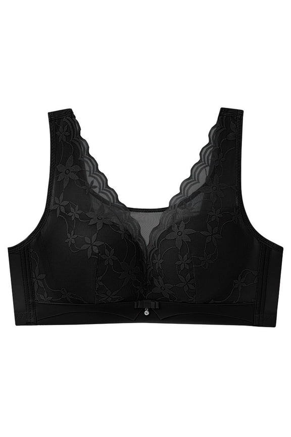 Ultra Thin Lace Bra for Women Lifting Comfort Bra with Flex Back Gather Soft Comfy Wire-free Bras Daily Breathable Bra Black 38/85CD