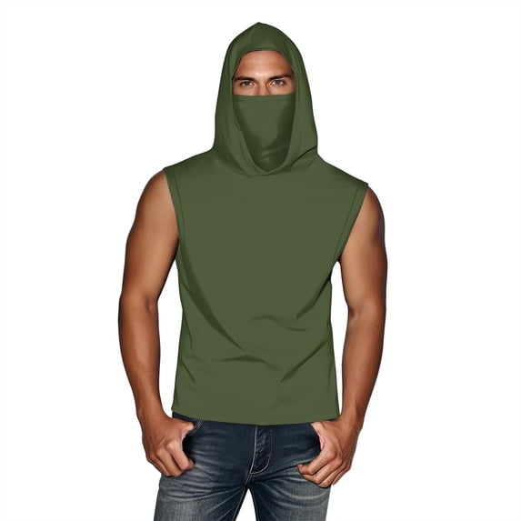 YUGYXL Unisex UPF 50+ Sleeve Sun Shirts with Face Mask Sun Protection Hoodies Rash Guard Lightweight Athletic Shirt XXXL Green