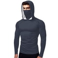 thumbnail image 1 of YUGYXL Unisex UV Protection Shirts Long Sleeve UPF 50+ Hooded Rash Guard Sun Hoodies with Mask Outdoor Hiking Swimming Fishing S Dark Blue, 1 of 9
