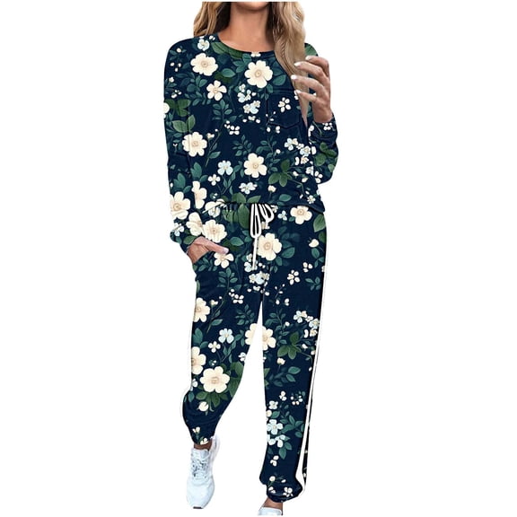 YUGYXL White Yellow Daisy Flower Black Pattern Women's Pajama Set Long Sleeve Sleepwear Soft Pjs 2 Piece Nightwear D Multicolor M