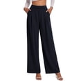 thumbnail image 1 of YUGYXL Wide Leg Pants Woman High Waisted Trousers Waffle Knit Palazzo Pants Loose Fit Long Business Casual Pant with Pockets Black Pants M, 1 of 6
