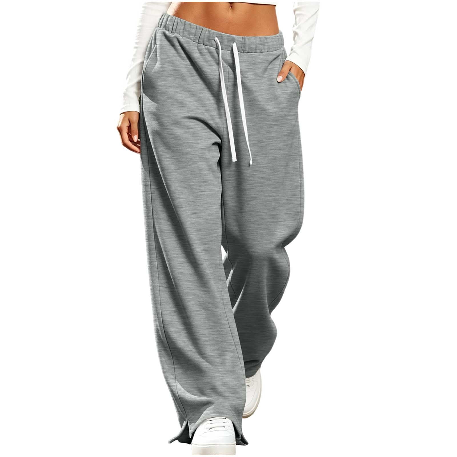 YUGYXL Wide Leg Sweatpants Women Split Hem Drawstring Lounge Baggy ...