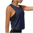 thumbnail image 1 of YUGYXL Wide Strap Tank Tops for Womens Sleeveless Stretchy Adjust Side Slit Shirts Casual Spring Summer Holiday Vacation Cami Dark Blue S, 1 of 7