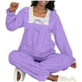 thumbnail image 1 of YUGYXL Winter Pajamas for Women Soft Comfy Fleece Fluffy Lounge Sets Plush Pullover Pj Pant Sleepwear Warm Loungewear Purple L, 1 of 8