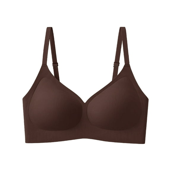 YUGYXL Wireless Bras No Underwire Push Up Bra Seamless Supportive Full Coverage Everyday Bras Regular and Plus Size Brown