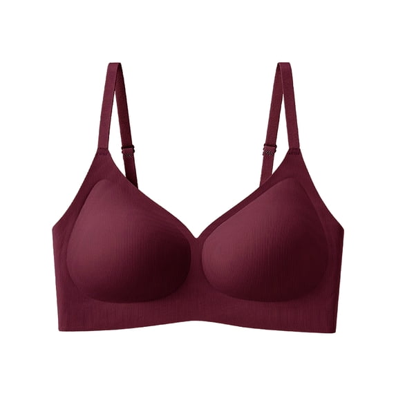 YUGYXL Wireless Bras No Underwire Push Up Bra Seamless Supportive Full Coverage Everyday Bras Regular and Plus Size Wine