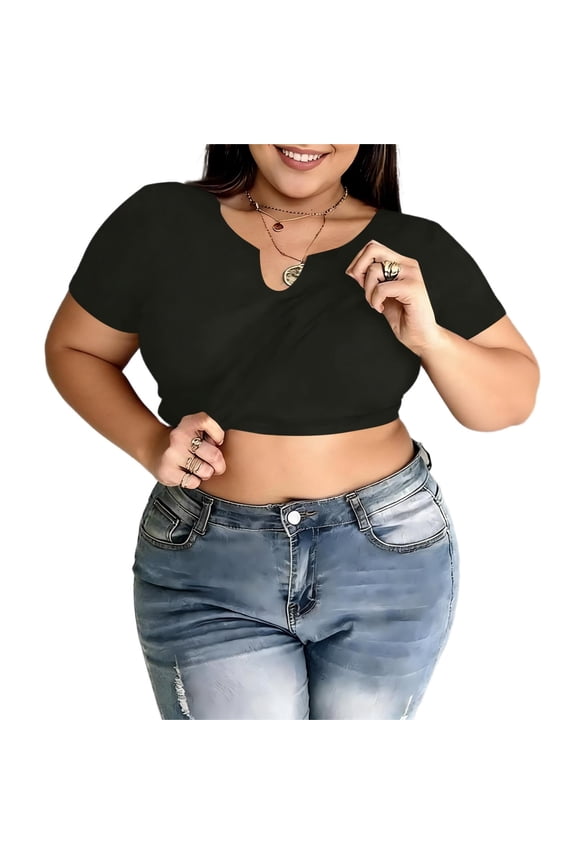 Women Built-in Bra T Shirt Short Sleeve V Neck Tees Casual Ribbed Knit Fitted Shirts Plus Size Going Out Tops Black XXXXL