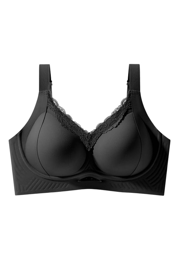 Women Comfort Lightweight Wireless Bras Posture Correcting Bra for Seniors Plus Size Full Coverage Soft Everyday Bra Black XXXL