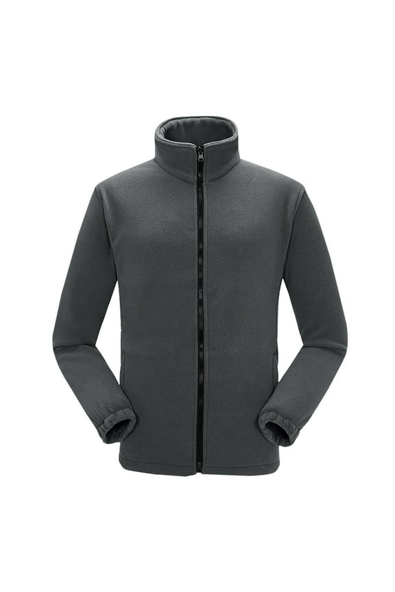 Women Full-Zip Polar Fleece Jacket Winter Thermal Jackets Inner Liner without Waterproof Coat Lightweight Outdoor Recreation Coat with Pockets Clearance Sale Dark Gray,XXXL