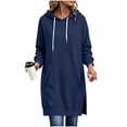 thumbnail image 1 of YUGYXL Women Hoodies Dress Hooded Sweatshirts Dress Casual Long Sleeve Tunic Dress Oversized Sweatshirts with Pocket Navy Hoodie L, 1 of 7