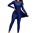 thumbnail image 1 of YUGYXL Women Modest Swimsuit Full Coverage Swimwear 2 Piece Long Sleeve Athletic Bathing Suit Conservative Rash Guard Navy S, 1 of 6