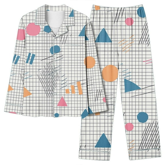 YUGYXL Women Pajama Sets Watercolor Pajama Set for Women Long Sleeve 2 Piece Pj Set for Women C Red L