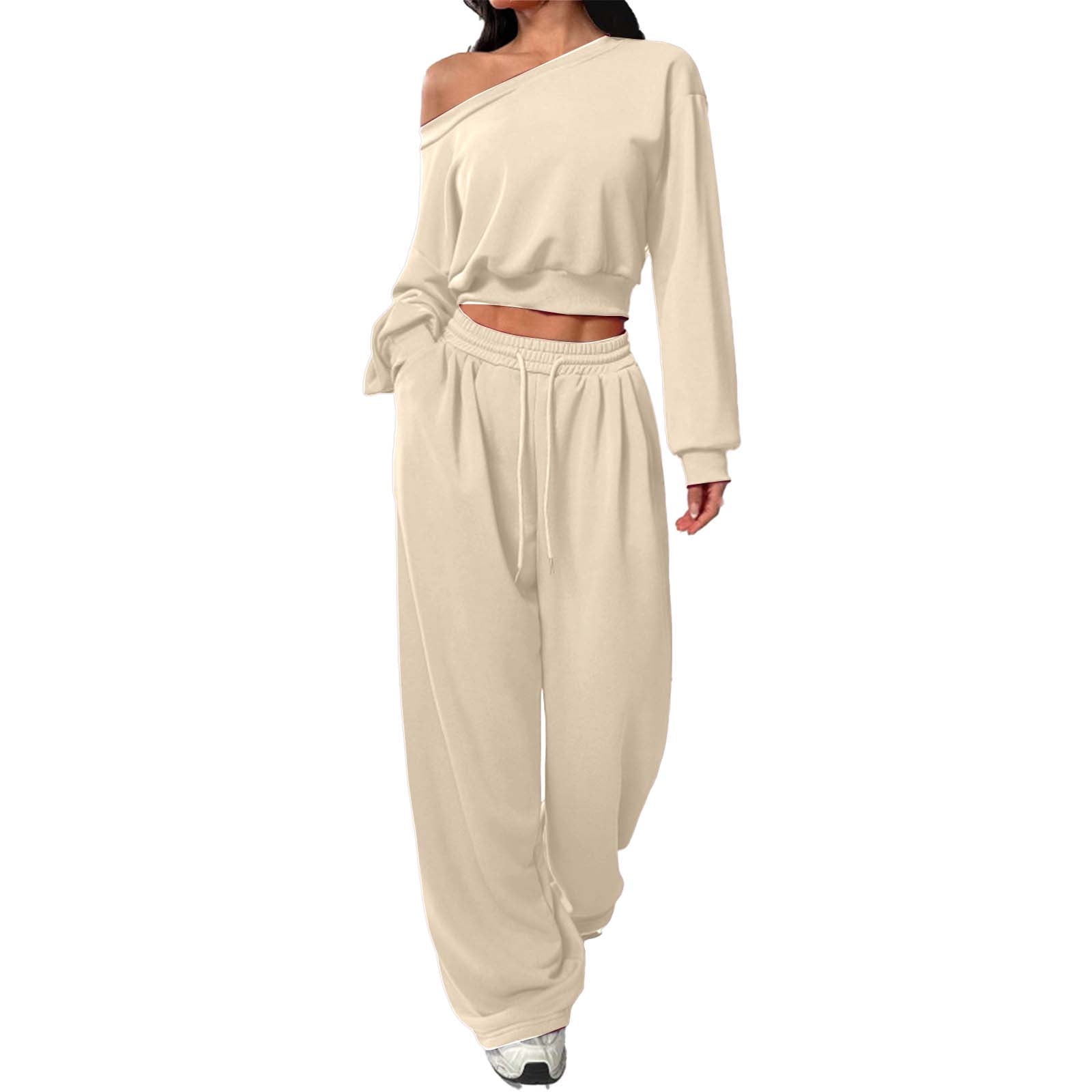 YUGYXL Women Velour Sweatsuits 2 Piece Tracksuit Sets Full Zip Cropped Hoodie Sweatshirt Jacket Wide Leg Pants Leisure Jogger Outfits Sale Navy,M