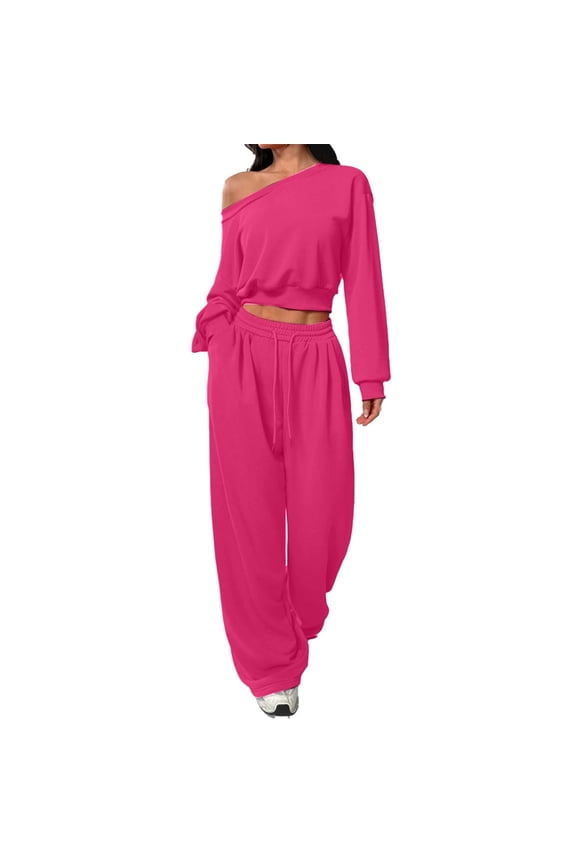 Women Velour Sweatsuits 2 Piece Tracksuit Sets Full Zip Cropped Hoodie Sweatshirt Jacket Wide Leg Pants Leisure Jogger Outfits Gift for Daughter Pink,M