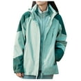 thumbnail image 1 of YUGYXL Women Windbreaker Jackets Plus Size Color Block 3-in-1 Outerwear with Hoodie Loose Outdoor Waterproof Coat Detachable Windproof Raincoat Prime Lightning Deals Today Mint Green,XXXXXL, 1 of 6