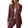 thumbnail image 1 of YUGYXL Women's 2 Piece Fashion Suits Lapel Collar Open Front Cardigan High Waist Suit Pant Outfit Fall Summer Casual Business Set Coffee XXXXXL, 1 of 5
