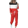 thumbnail image 1 of YUGYXL Women's 2 Piece Outfit Colorblock Lightweight Long Sleeve Tee Top and Jogger Pants Sets Casual Sweatsuit Tracksuit Watermelon Red XL, 1 of 5