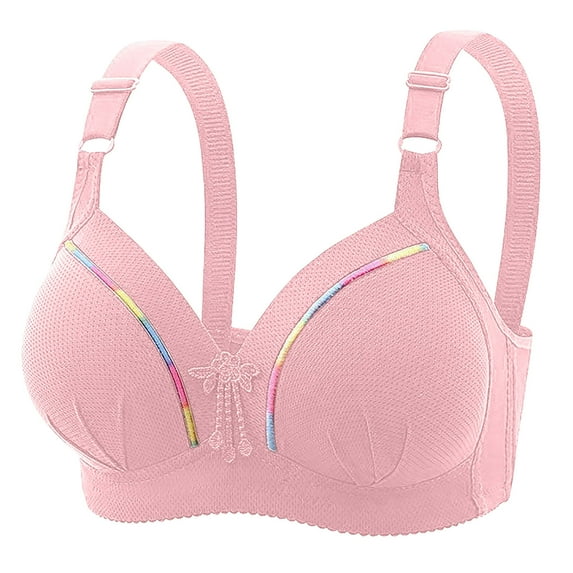 YUGYXL Women's Adjustable Bras Gather Lifting Bras Wire-Free Underwear Everyday Bras Breathable Smoothing Back Bra Pink 36