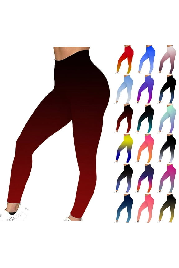Women's Athletic Workout Pants Tie Dye Stretch High Waist Tights Gradient Color Tummy Control Yoga Pants Fashion Ankle Length Seamless Leggings Hot Pink,XXL
