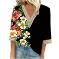 thumbnail image 1 of YUGYXL Women's Casual 3/4 Sleeve Shirts Lace V Neck Gradient Tunic Trendy Hollow Floral Printed Guipure Lace Dressy Tops Green M, 1 of 5