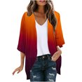 thumbnail image 1 of YUGYXL Women's Casual Kimono Cardigans Lightweight 3/4 Sleeve Chiffon Open Front Outwear Loose Gradient Color Capes Summer Hawaii Vacation Cover up Swimwear, 1 of 5