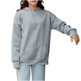 thumbnail image 1 of YUGYXL Women's Casual Long Sleeve Sweatshirts Hooded Pullover with Pocket Drawstring Solid Color Comfy Hoodies Gray L, 1 of 8
