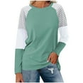 thumbnail image 1 of YUGYXL Women's Color Block Tunic Tops Casual Long Sleeve Shirts Round Neck Pullover Green L, 1 of 9