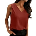 thumbnail image 1 of YUGYXL Women's Cotton Linen Tank Tops V Neck Dressy Casual Pleated Sleeveless Top Business Work Camisole Shirts Red M, 1 of 9