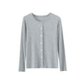 thumbnail image 1 of YUGYXL Women's Cotton Sweatshirt Long Sleeve Thin Lightweight Cardigan Sweaters for Women Dressy Spring Fall Cardigan Gray L, 1 of 5