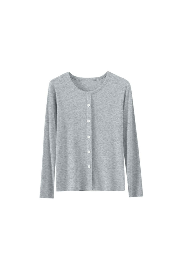 Women's Cotton Sweatshirt Long Sleeve Thin Lightweight Cardigan Sweaters for Women Dressy Spring Fall Cardigan Gray XXL