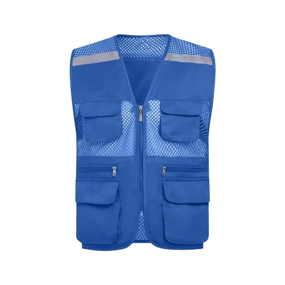 YUGYXL Women's Fishing Vest Casual Lightweight Outdoor Utility Work Travel Cargo Vest with Pockets Blue L
